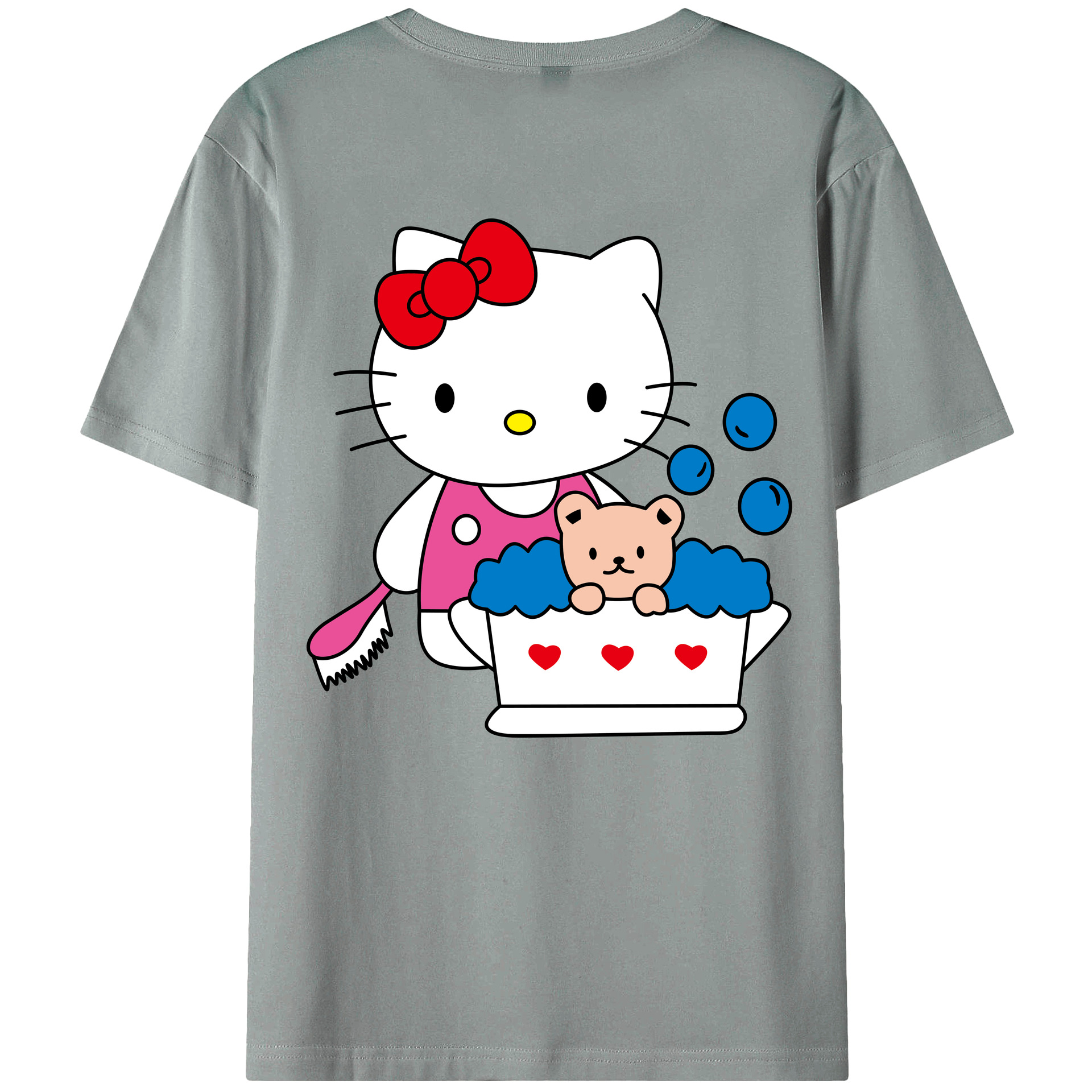 （画像用） Hello Kitty ハローキティ 綿100％ メンズ半袖Tシャツ（バックプリント） 通気性